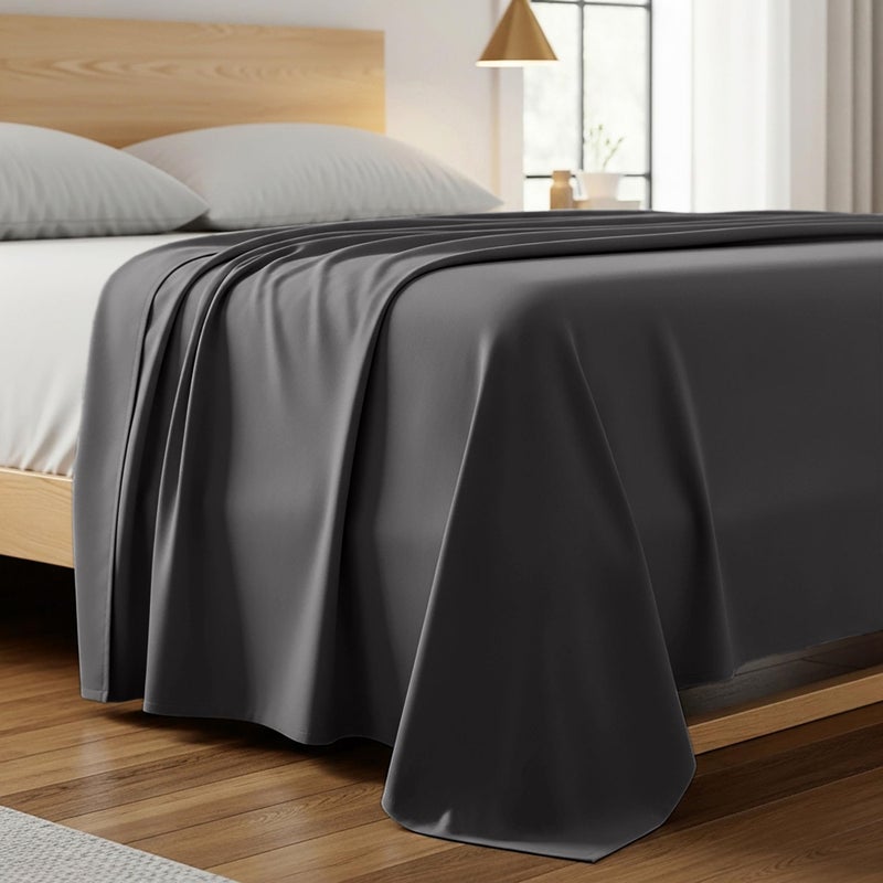 Mellanni King Size Flat Sheet - Iconic Collection Bedding - Hotel Luxury, Extra Soft, Cooling - Wrinkle, Fade, Stain Resistant - 1 Flat Sheet Only (King, Gray) - Image 1